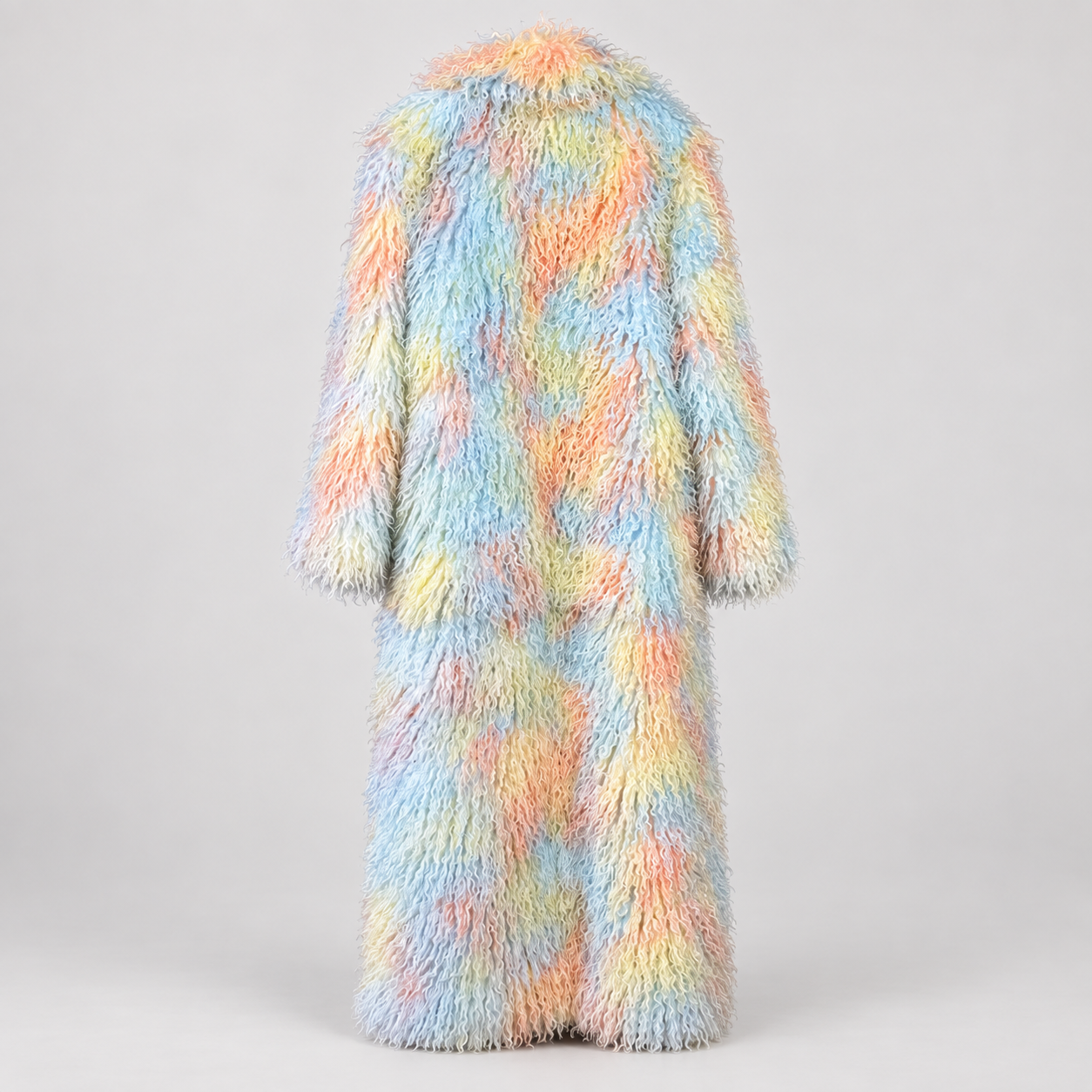 Colorful Printed Faux Fur Coat