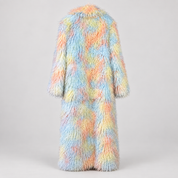 Colorful Printed Faux Fur Coat