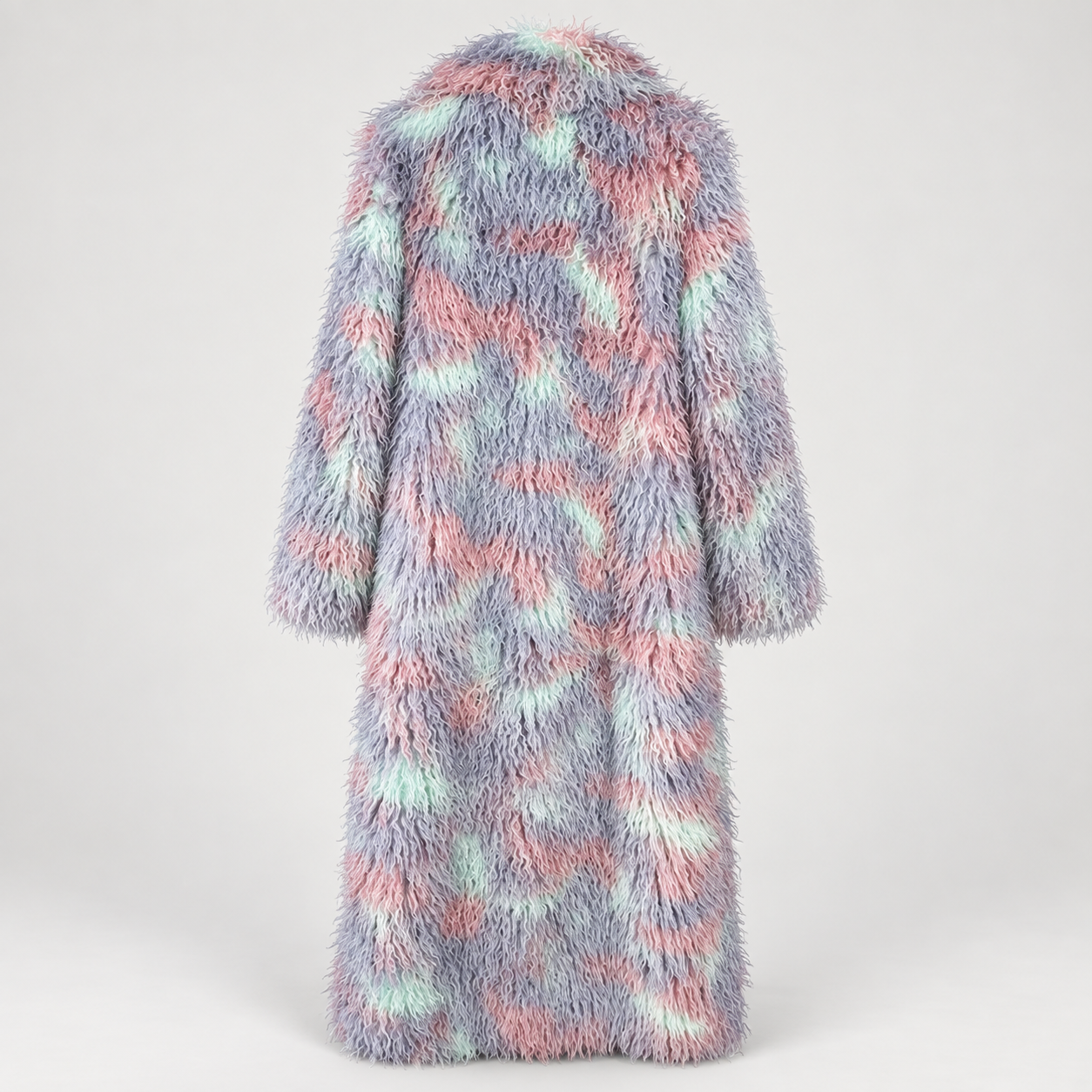 Colorful Printed Faux Fur Coat
