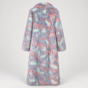 Colorful Printed Faux Fur Coat