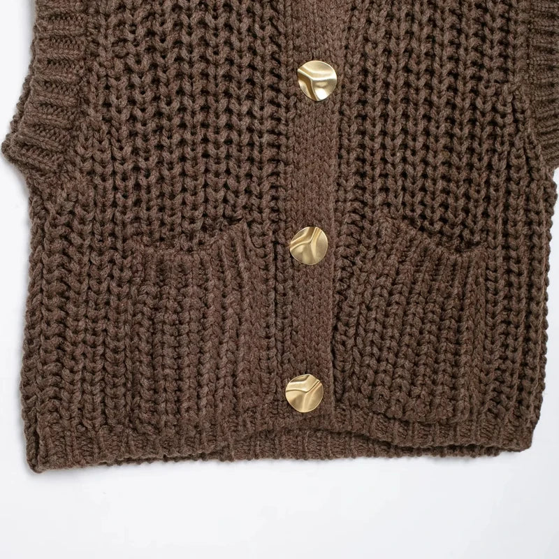 TIM Brown Button Vest
