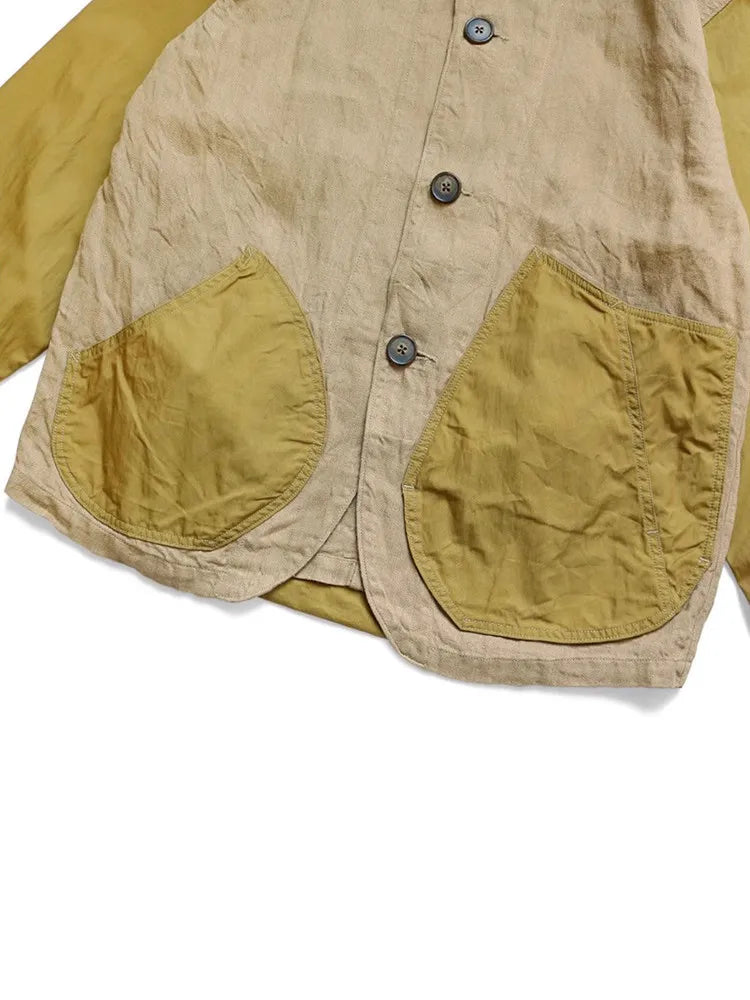 Color Block Lapel Shirt Jacket
