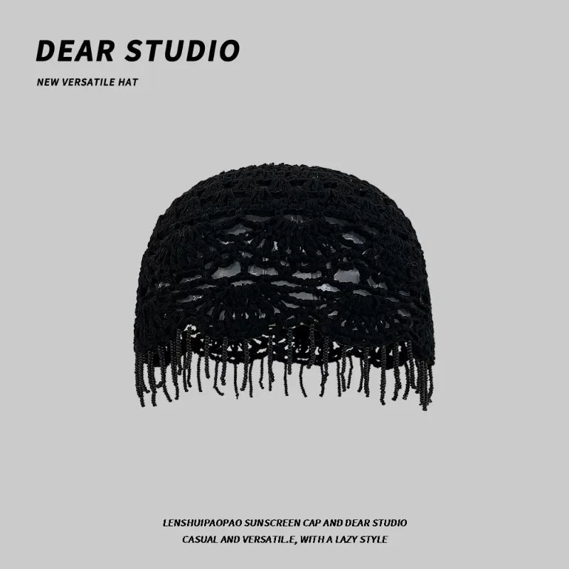 Knitted fringe hat