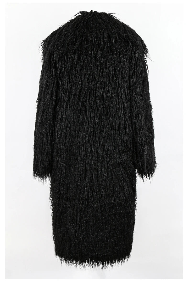Bright Pink Shaggy Faux Fur Coat