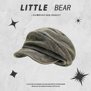 Washed Denim Beret Hat