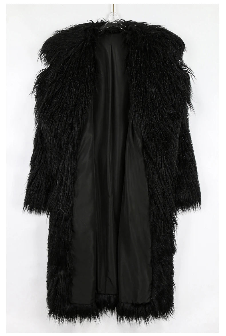 Bright Pink Shaggy Faux Fur Coat
