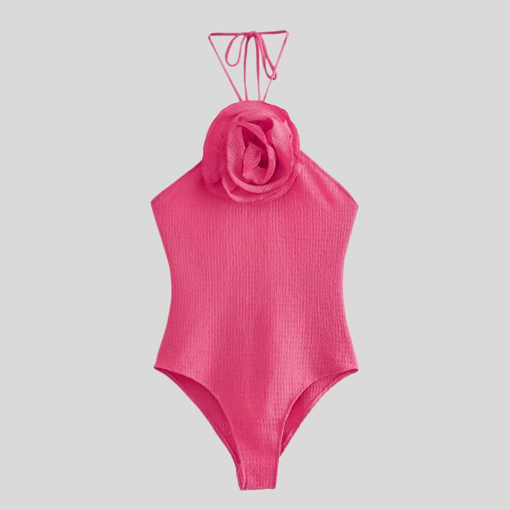 YAN Open-Back Floral Bodysuit