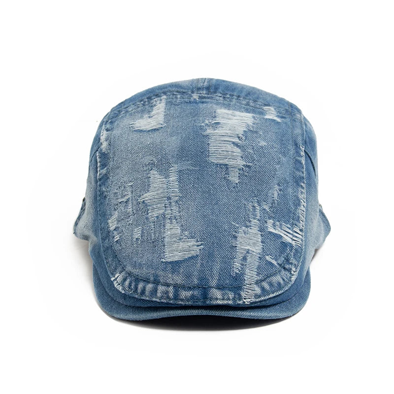The Rafi Hat – Ripped Denim Beret