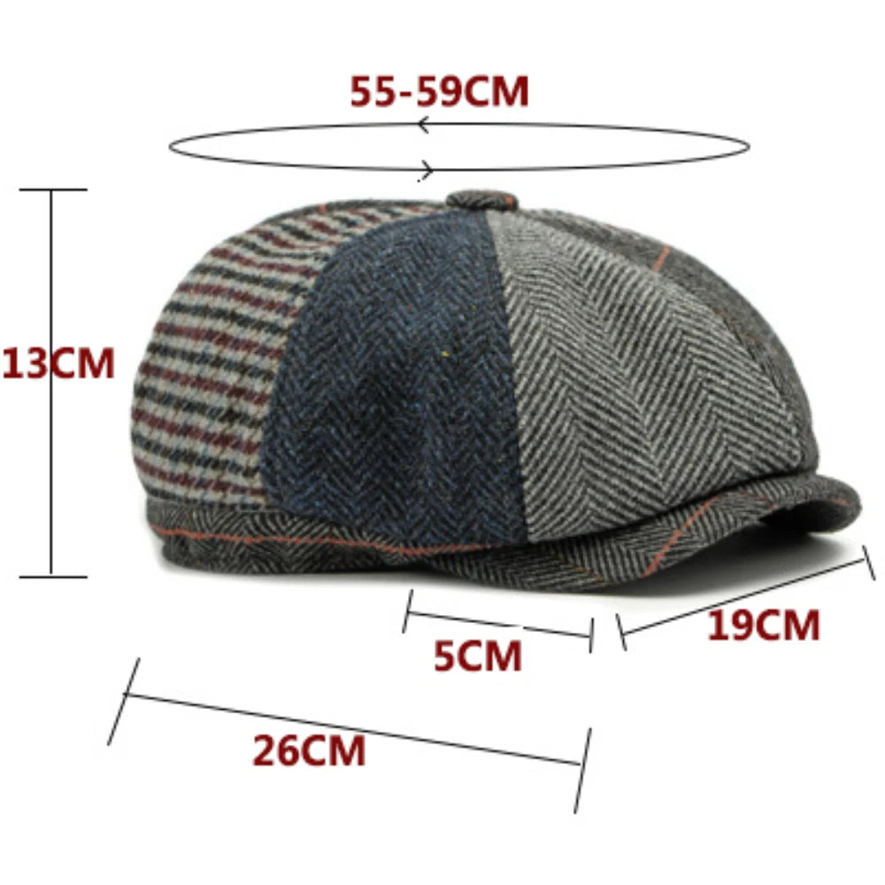 Patchwork Plaid Wool Beret Hat