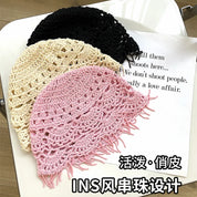 Knitted fringe hat
