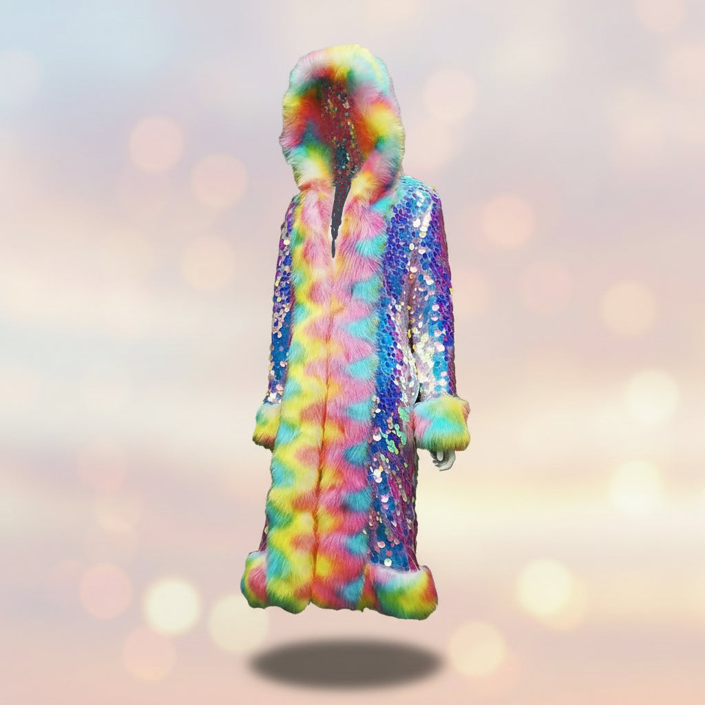 Colorful sequin fur coat - Shayli