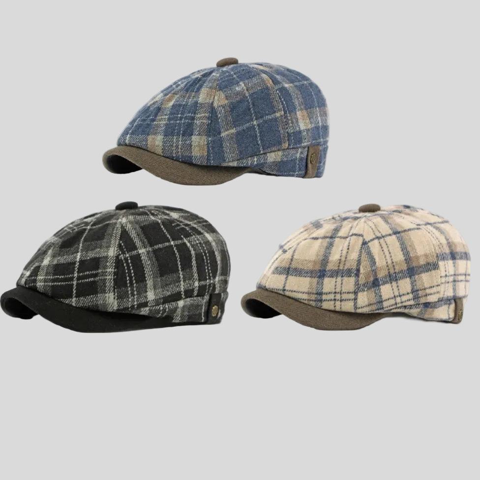 Vintage Plaid Beret Hat