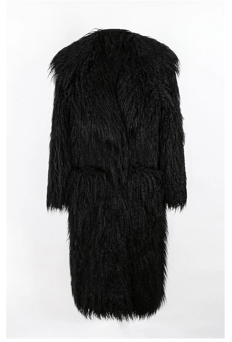 Bright Pink Shaggy Faux Fur Coat