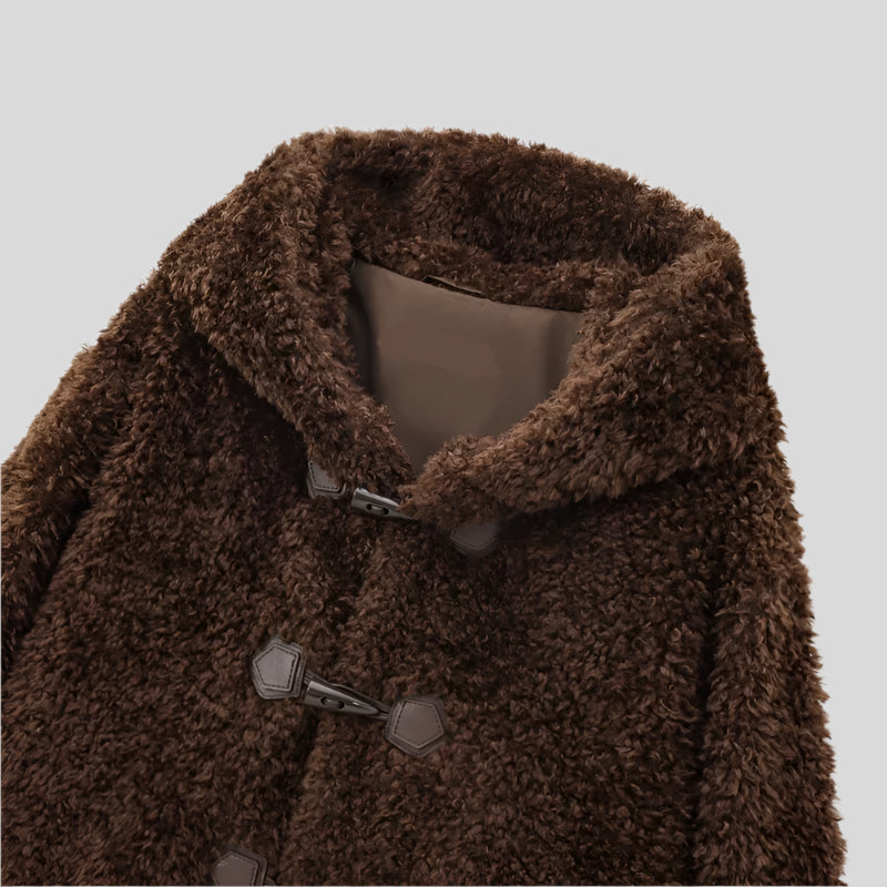 YI Warm Brown Fur Coat with Buckle