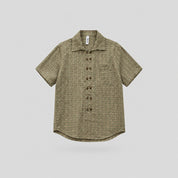 Men's Striped Jacquard Cuban Collar Shirt