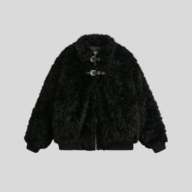 MOON Warm Fur Jacket with Buckle