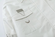 SPP Black-White Strap Leather Jacket