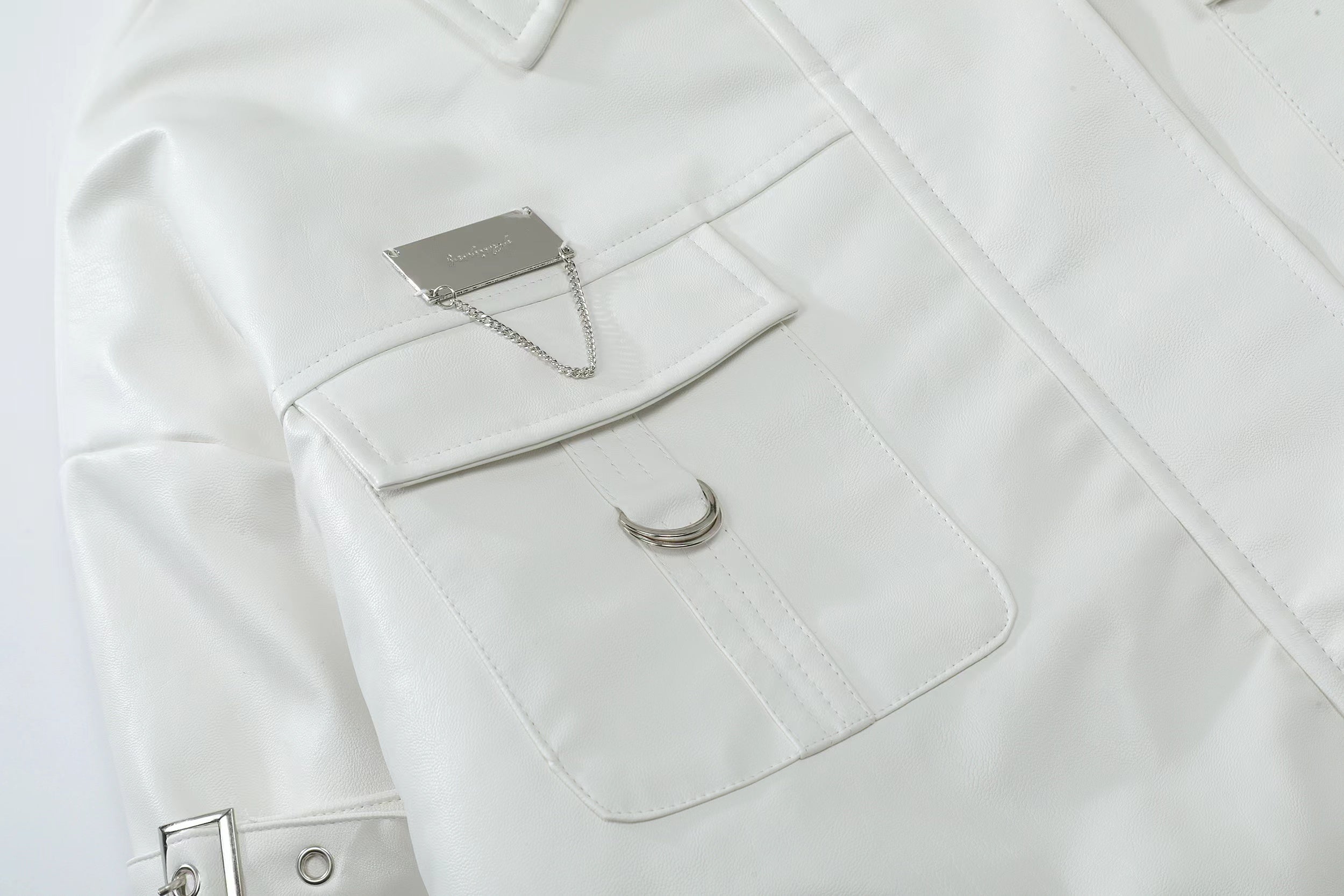 SPP Black-White Strap Leather Jacket