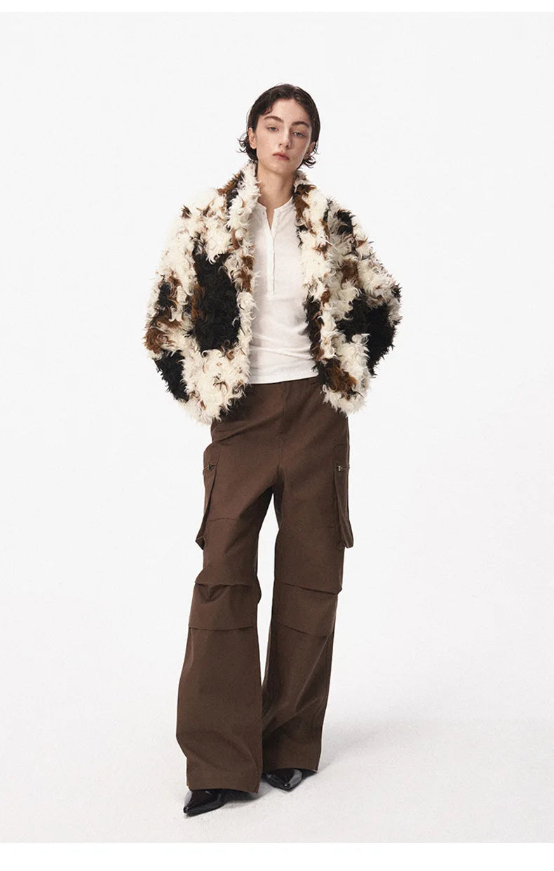 Cow Print Faux Fur Parka