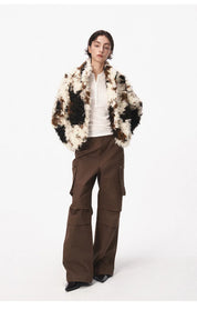 Cow Print Faux Fur Parka