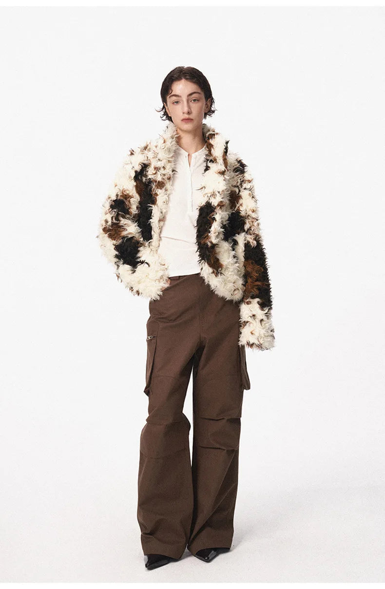 Cow Print Faux Fur Parka