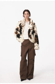 Cow Print Faux Fur Parka