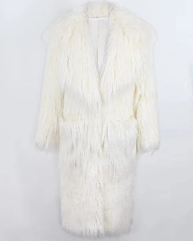 Bright Pink Shaggy Faux Fur Coat