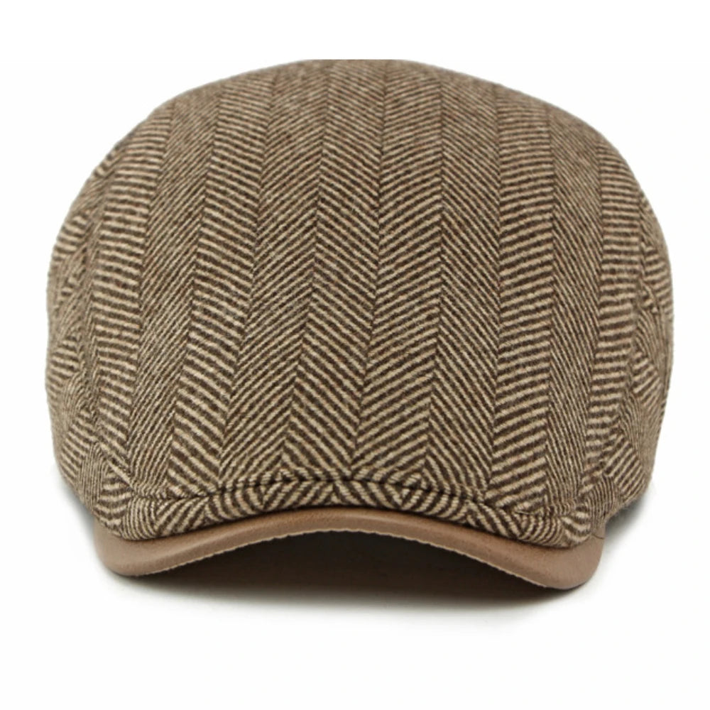 Striped Beret Hat with Ear Flaps