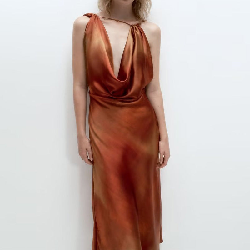 LOR Orange Satin Dress