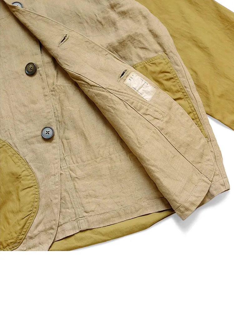 Color Block Lapel Shirt Jacket