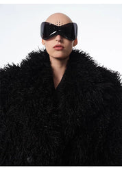Long Faux Lamb Wool Trench Coat