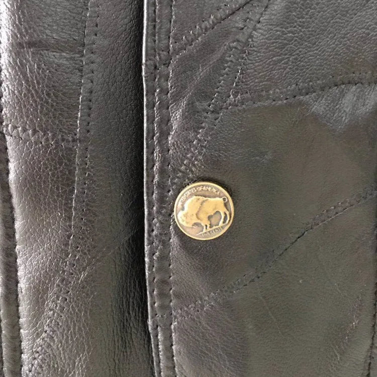 Men's Black Leather Biker Vest