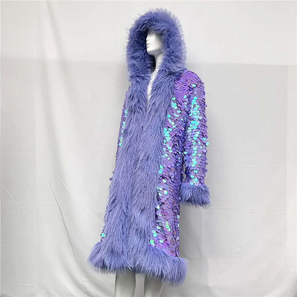 Colorful sequin fur coat - Shayli