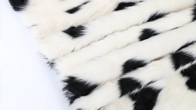 Heart Print Faux Fur Coat