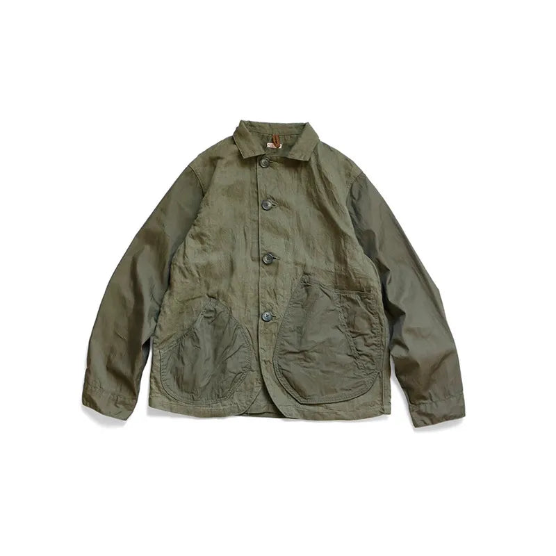 Color Block Lapel Shirt Jacket