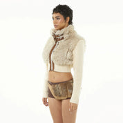 URI Half-Fur White Jacket
