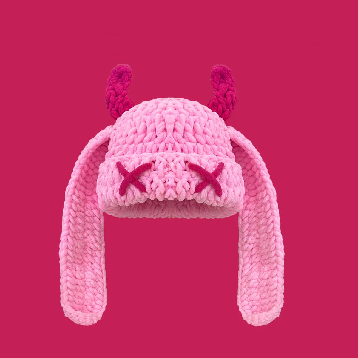 Devil Horn Long Ear Knit Hat