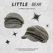 Washed Denim Beret Hat