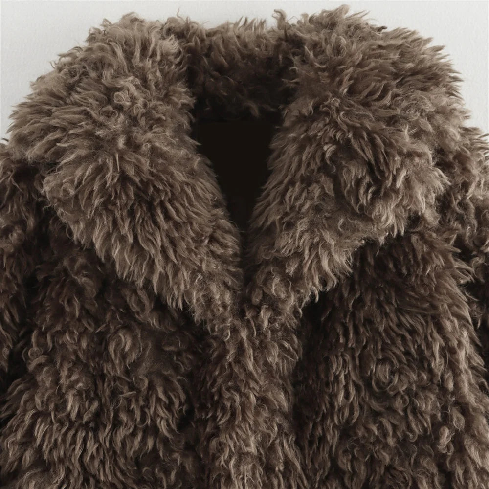 YUN Classic Brown Fur Coat