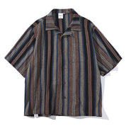 Men's Striped Cuban Collar Shirt