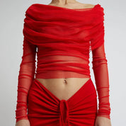 AMILY Sheer Drop-Sleeve Mesh Top