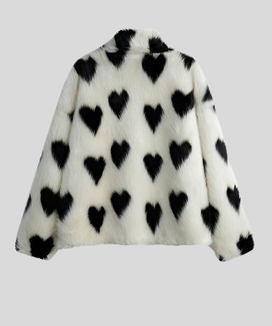 White Fur Heart Coat
