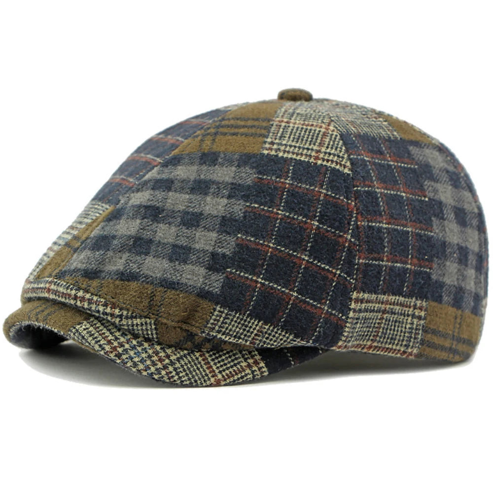 Retro Plaid Octagonal Beret Hat