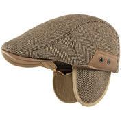 Striped Beret Hat with Ear Flaps