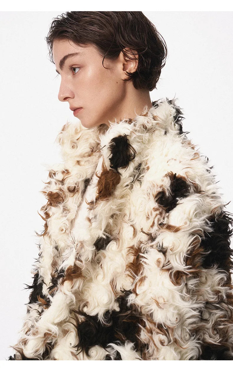 Cow Print Faux Fur Parka
