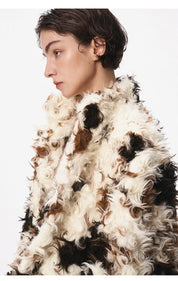 Cow Print Faux Fur Parka