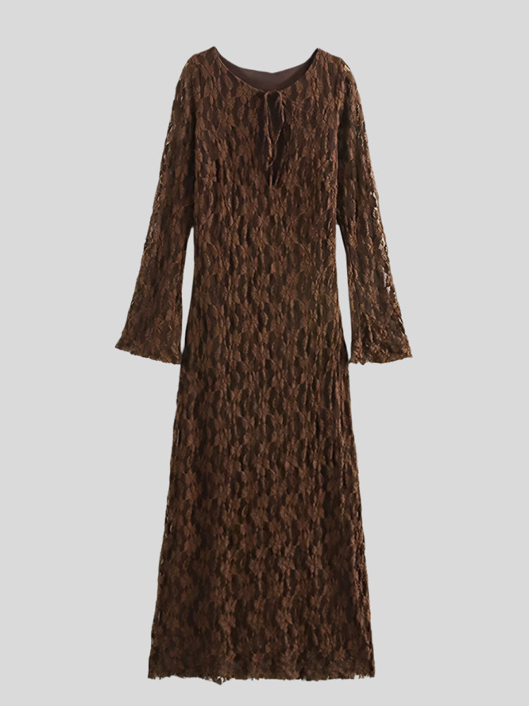 KI Brown Long-Sleeve Dress