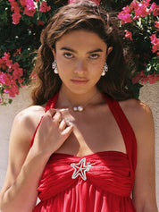 Metallic Starfish Halter Mini Dress