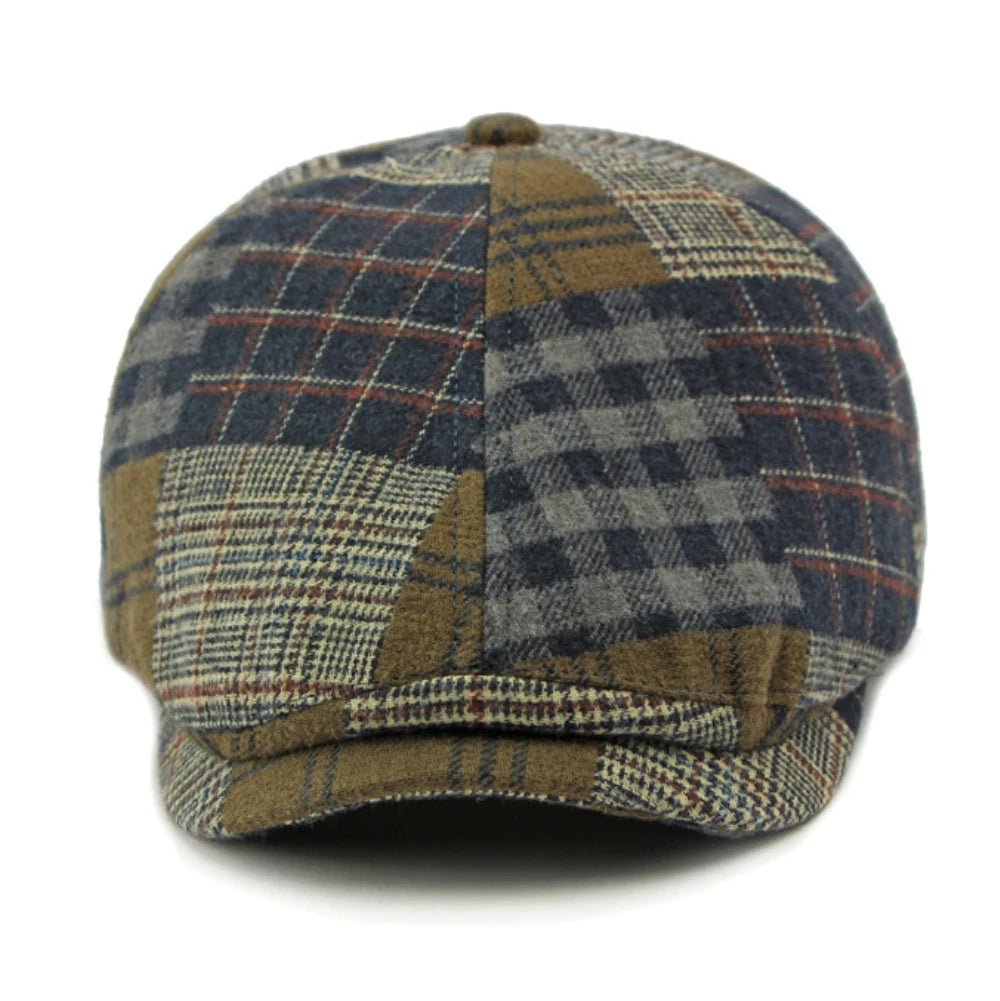 Retro Plaid Octagonal Beret Hat