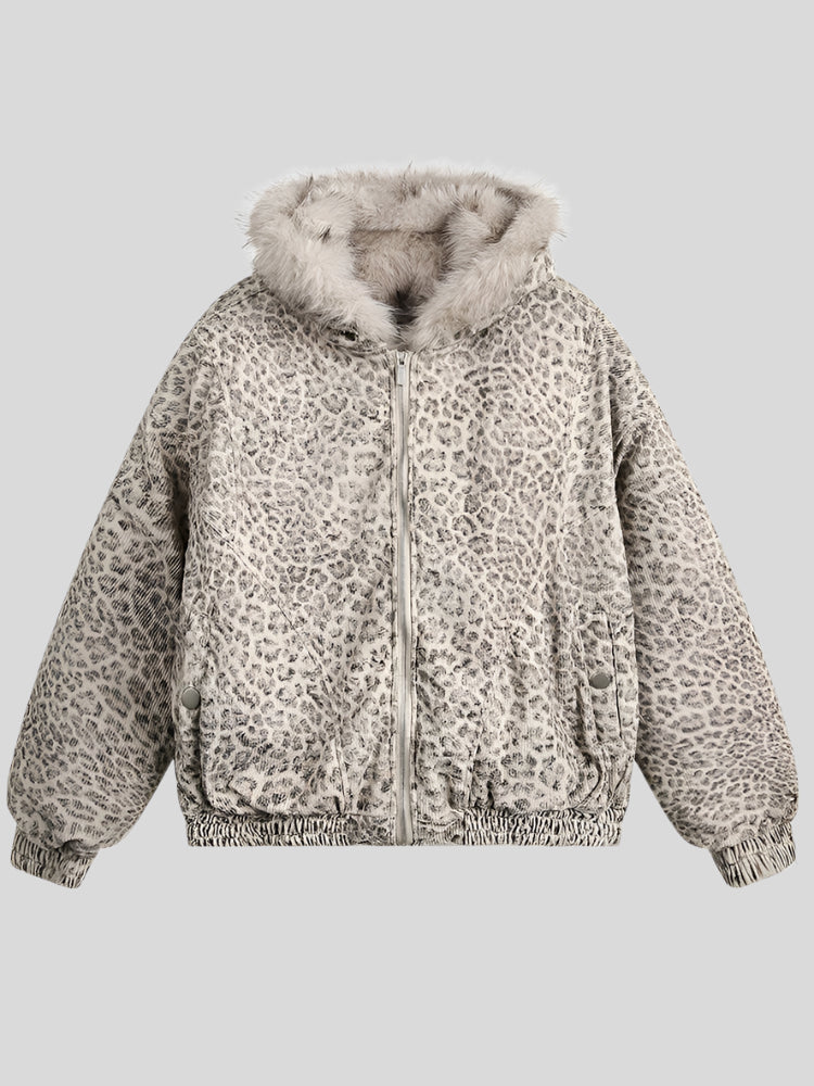 NOM Leopard Fur Jacket